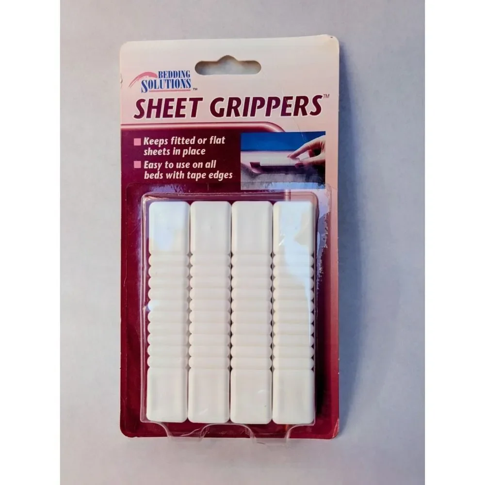 Vintage 4 Piece Bed Sheet Grippers Holders Clips Bed Sheet Straps Made In USA